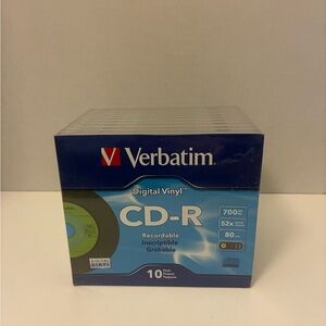 10 PACK Verbatim Digital Vinyl CD-R 700 MB 80 Minutes 52X Speed, With Cases New